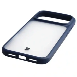 Etui Bizon Case Angelo do Apple iPhone 17 Pro Max półprzezroczyste z granatową ramką