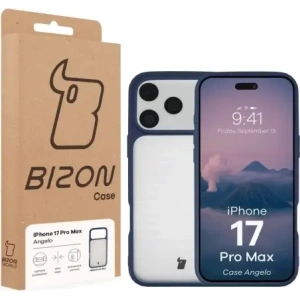 Etui Bizon Case Angelo do Apple iPhone 17 Pro Max półprzezroczyste z granatową ramką