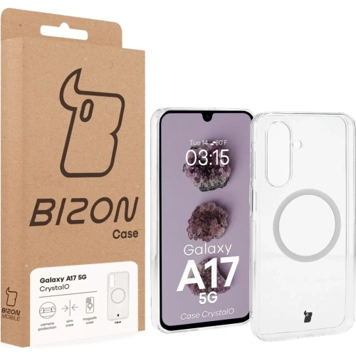 Etui z pierścieniem magnetycznym Bizon Case CrystalO Magnetic do Samsung Galaxy A17 5G przezroczyste