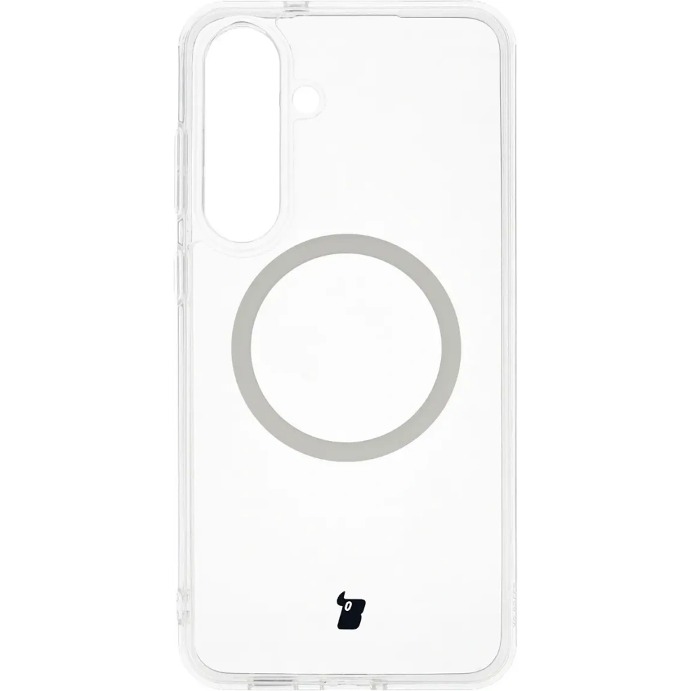 Etui z pierścieniem magnetycznym Bizon Case CrystalO Magnetic do Samsung Galaxy S25 FE przezroczyste
