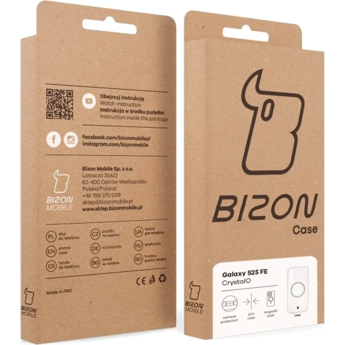 Etui z pierścieniem magnetycznym Bizon Case CrystalO Magnetic do Samsung Galaxy S25 FE przezroczyste