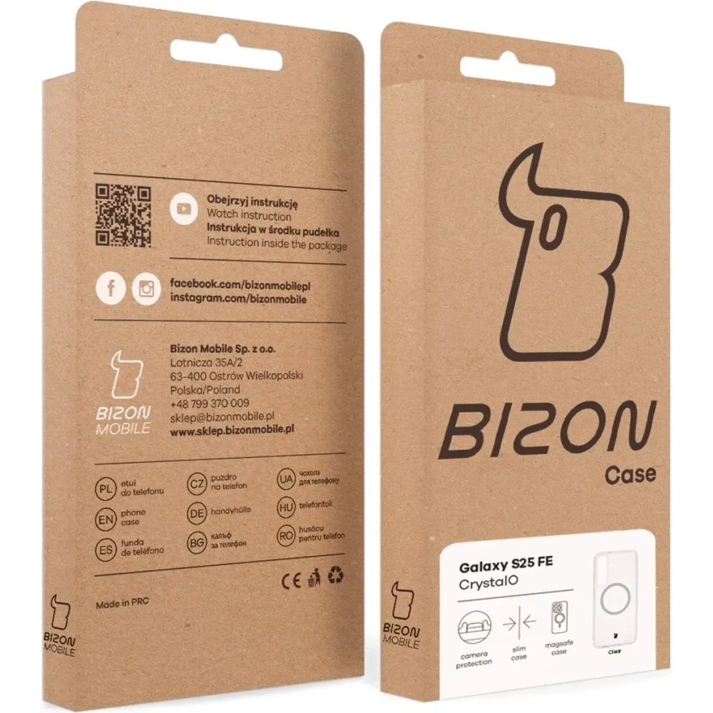 Etui z pierścieniem magnetycznym Bizon Case CrystalO Magnetic do Samsung Galaxy S25 FE przezroczyste