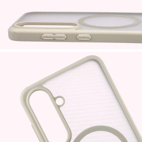 Etui z pierścieniem magnetycznym Bizon Case MatteO Magnetic do Samsung Galaxy S25 FE przydymione-beżowe
