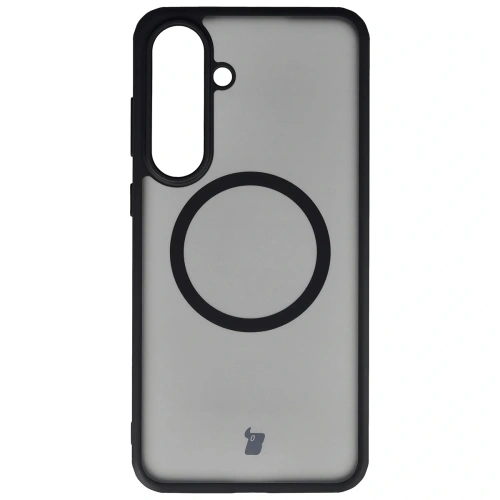 Etui z pierścieniem magnetycznym Bizon Case MatteO Magnetic do Samsung Galaxy S25 FE przydymione-czarne