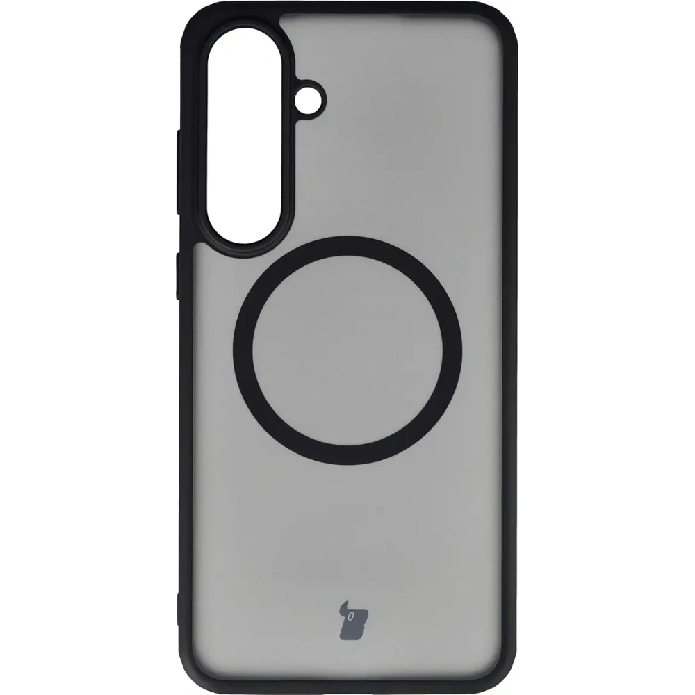 Etui z pierścieniem magnetycznym Bizon Case MatteO Magnetic do Samsung Galaxy S25 FE przydymione-czarne