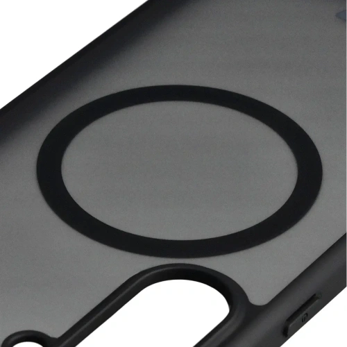 Etui z pierścieniem magnetycznym Bizon Case MatteO Magnetic do Samsung Galaxy S25 FE przydymione-czarne