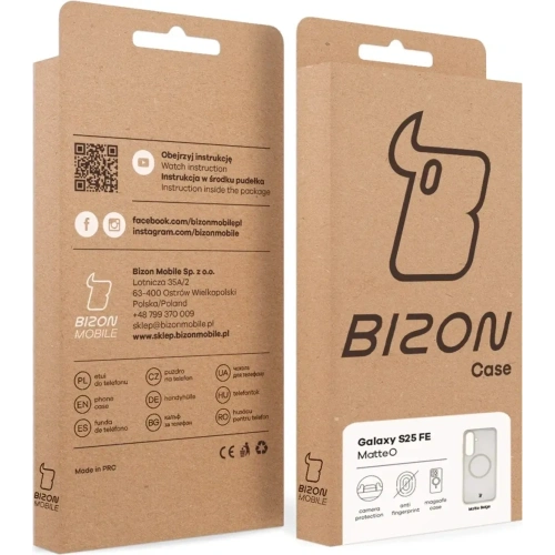 Etui z pierścieniem magnetycznym Bizon Case MatteO Magnetic do Samsung Galaxy S25 FE przydymione-beżowe
