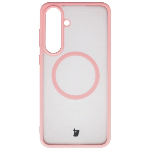 Etui z pierścieniem magnetycznym Bizon Case MatteO Magnetic do Samsung Galaxy S25 FE przydymione-jasnoróżowe