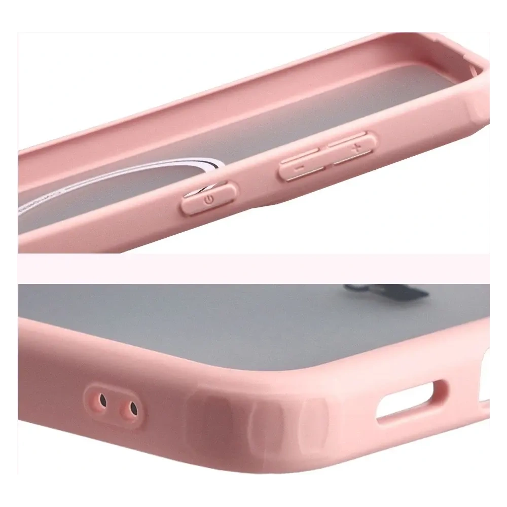 Etui z pierścieniem magnetycznym Bizon Case MatteO Magnetic do Samsung Galaxy S25 FE przydymione-jasnoróżowe