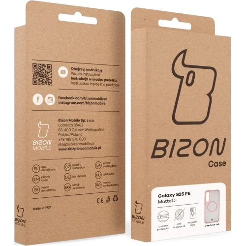Etui z pierścieniem magnetycznym Bizon Case MatteO Magnetic do Samsung Galaxy S25 FE przydymione-jasnoróżowe