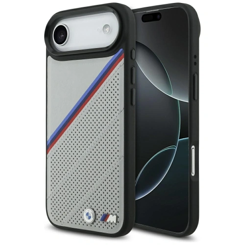 Etui BMW M Tricolor Metal Logo MagSafe do Apple iPhone Air szary