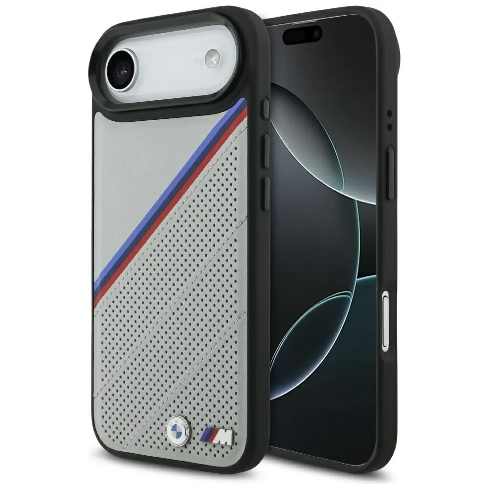 Etui BMW M Tricolor Metal Logo MagSafe do Apple iPhone 17 Air szary
