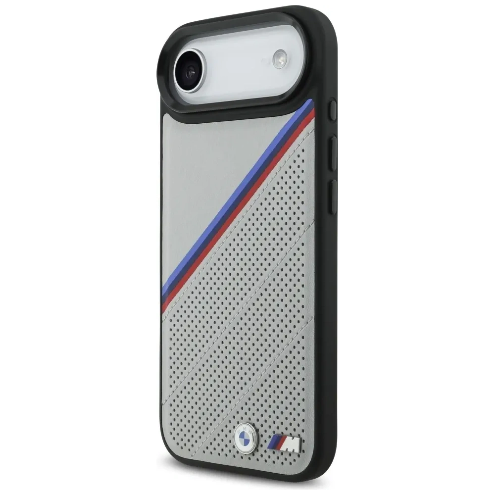 Etui BMW M Tricolor Metal Logo MagSafe do Apple iPhone 17 Air szary