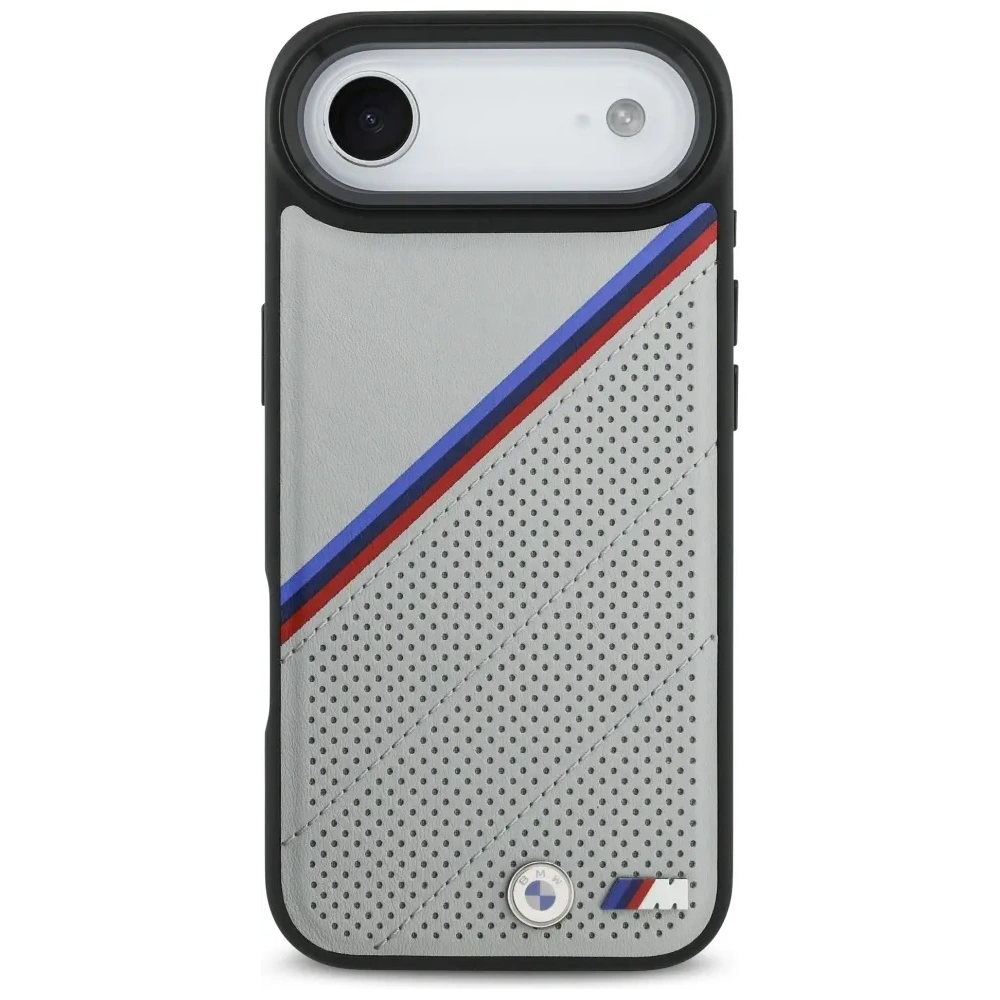 Etui BMW M Tricolor Metal Logo MagSafe do Apple iPhone 17 Air szary