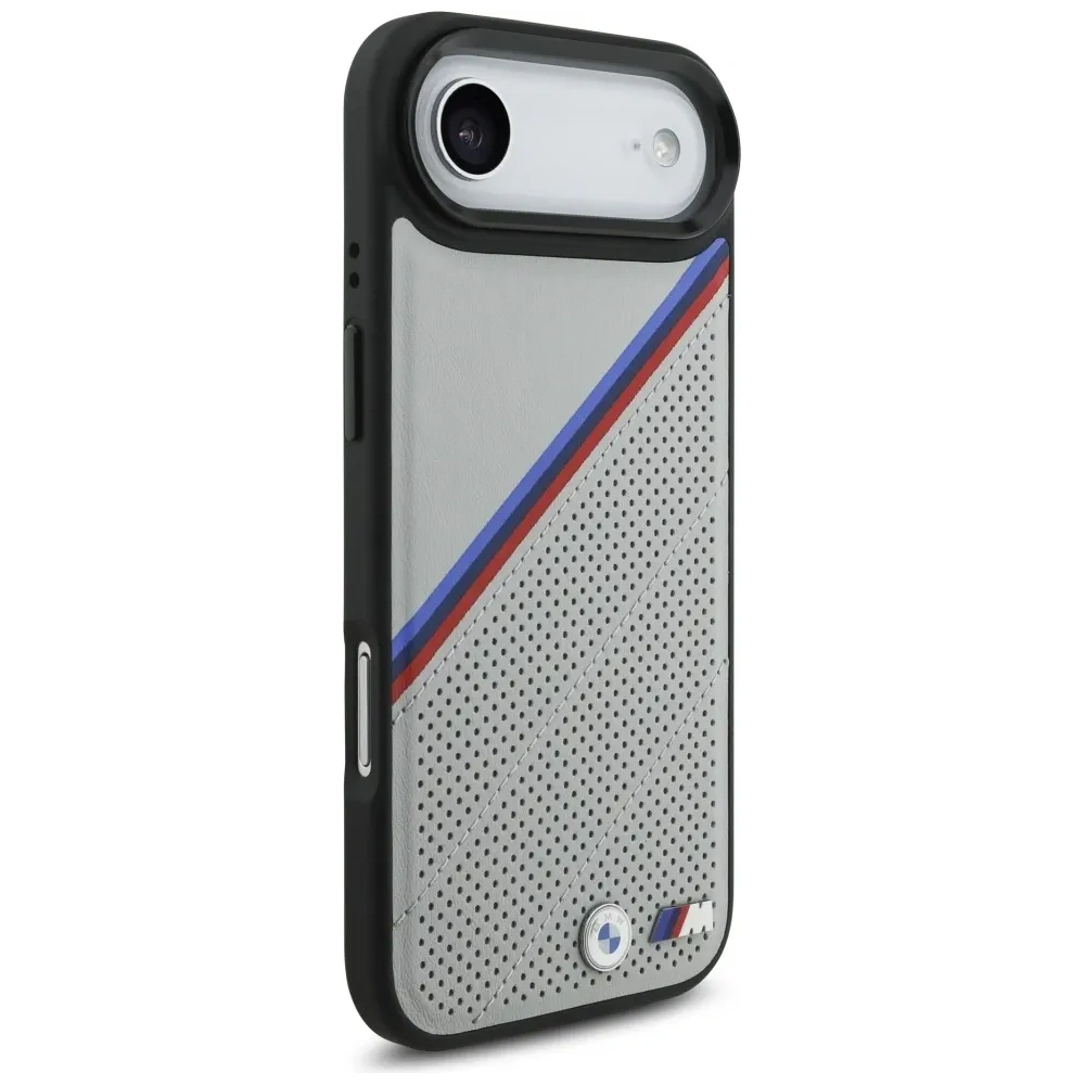 Etui BMW M Tricolor Metal Logo MagSafe do Apple iPhone 17 Air szary