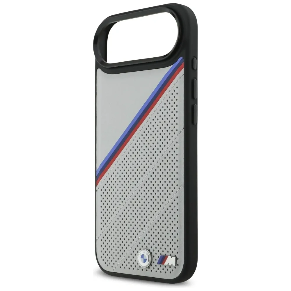 Etui BMW M Tricolor Metal Logo MagSafe do Apple iPhone 17 Air szary