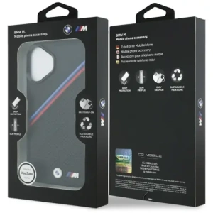 Etui BMW M Tricolor Metal Logo MagSafe do Apple iPhone 17 czarny