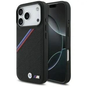 Etui BMW M Tricolor Metal Logo MagSafe do Apple iPhone 17 Pro czarny