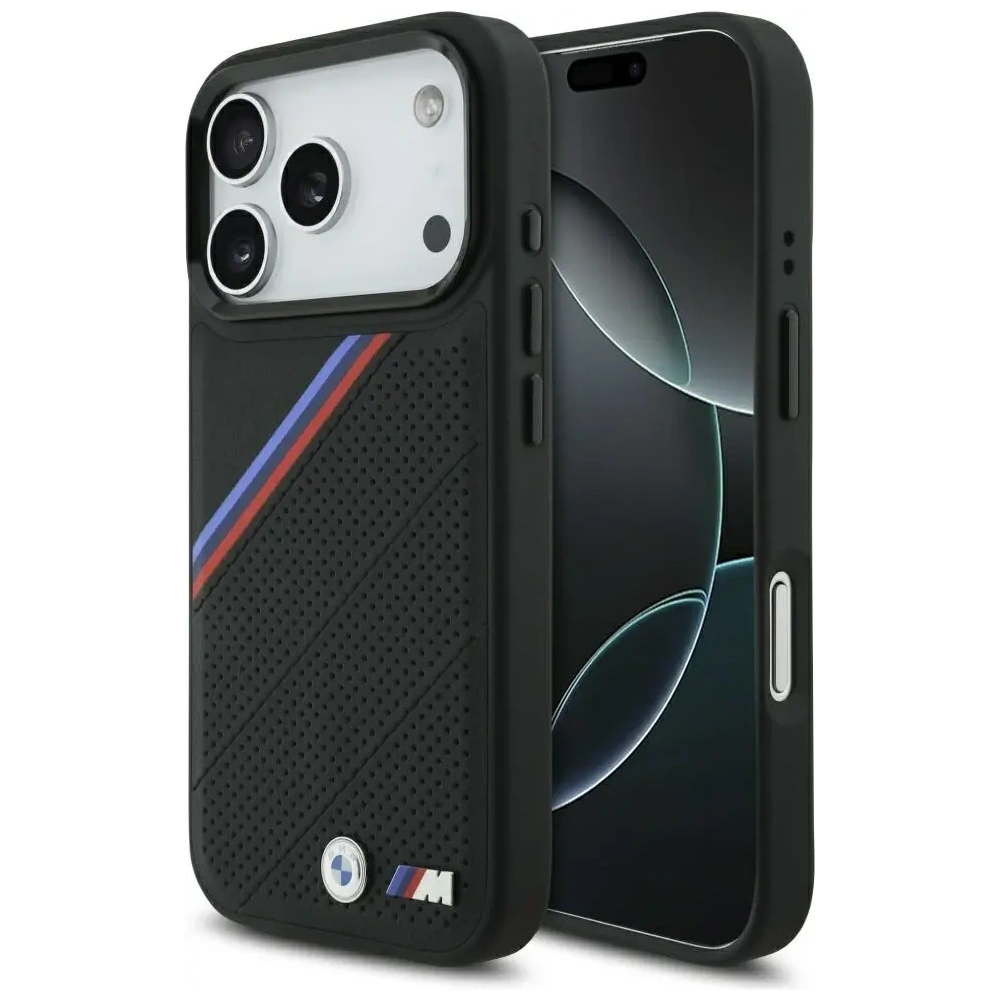 Etui BMW M Tricolor Metal Logo MagSafe do Apple iPhone 17 Pro czarny