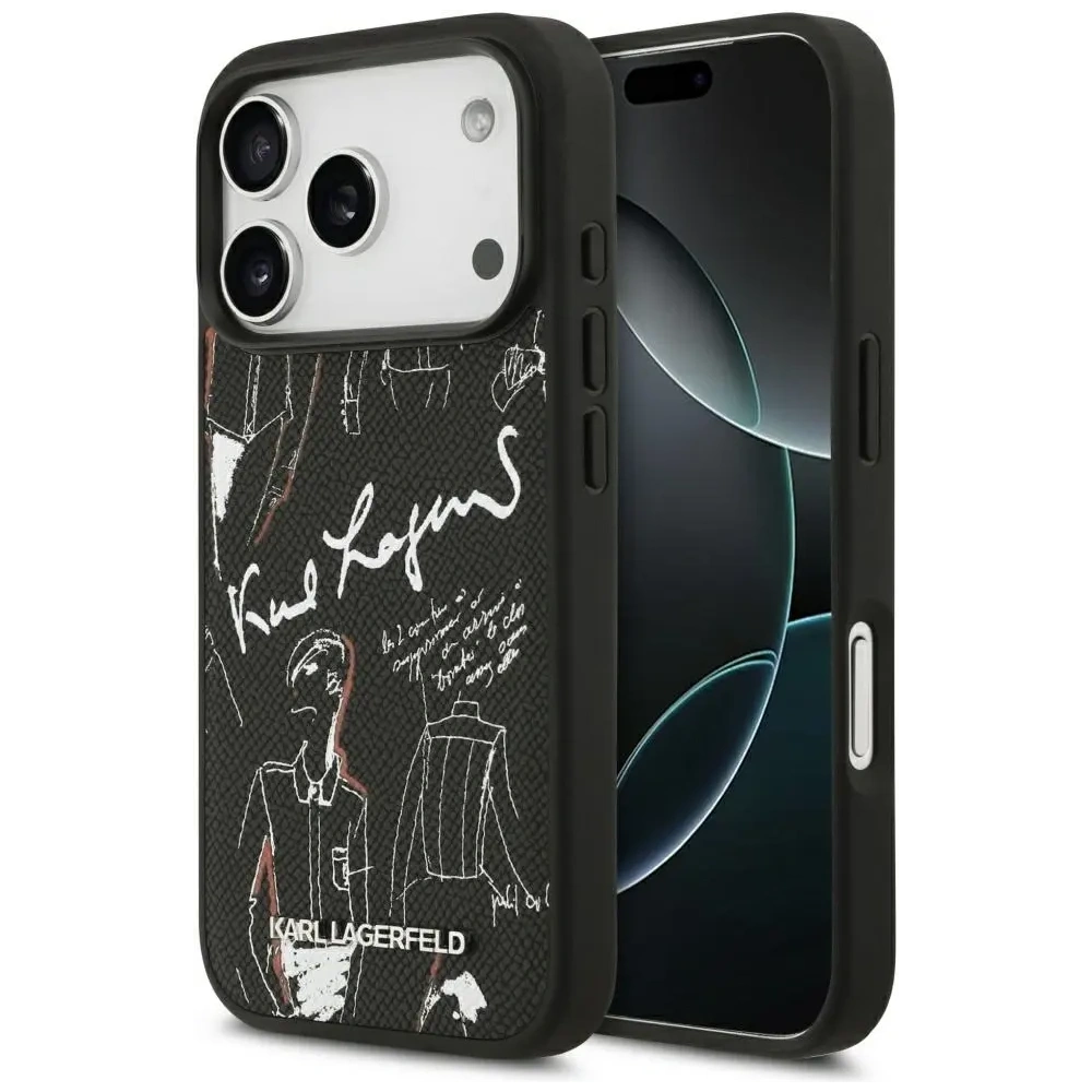 Etui Karl Lagerfeld Grained Pattern & Logo MagSafe do Apple iPhone 17 Pro czarny