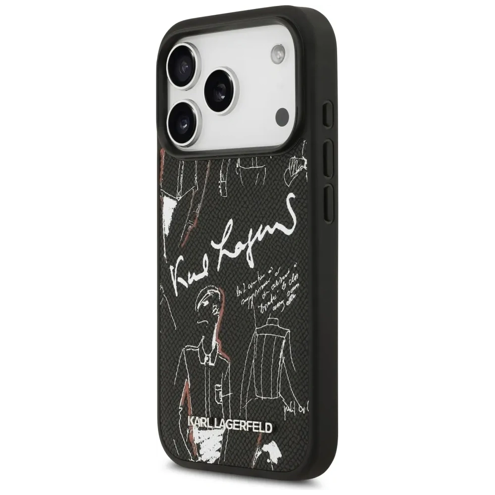 Etui Karl Lagerfeld Grained Pattern & Logo MagSafe do Apple iPhone 17 Pro czarny
