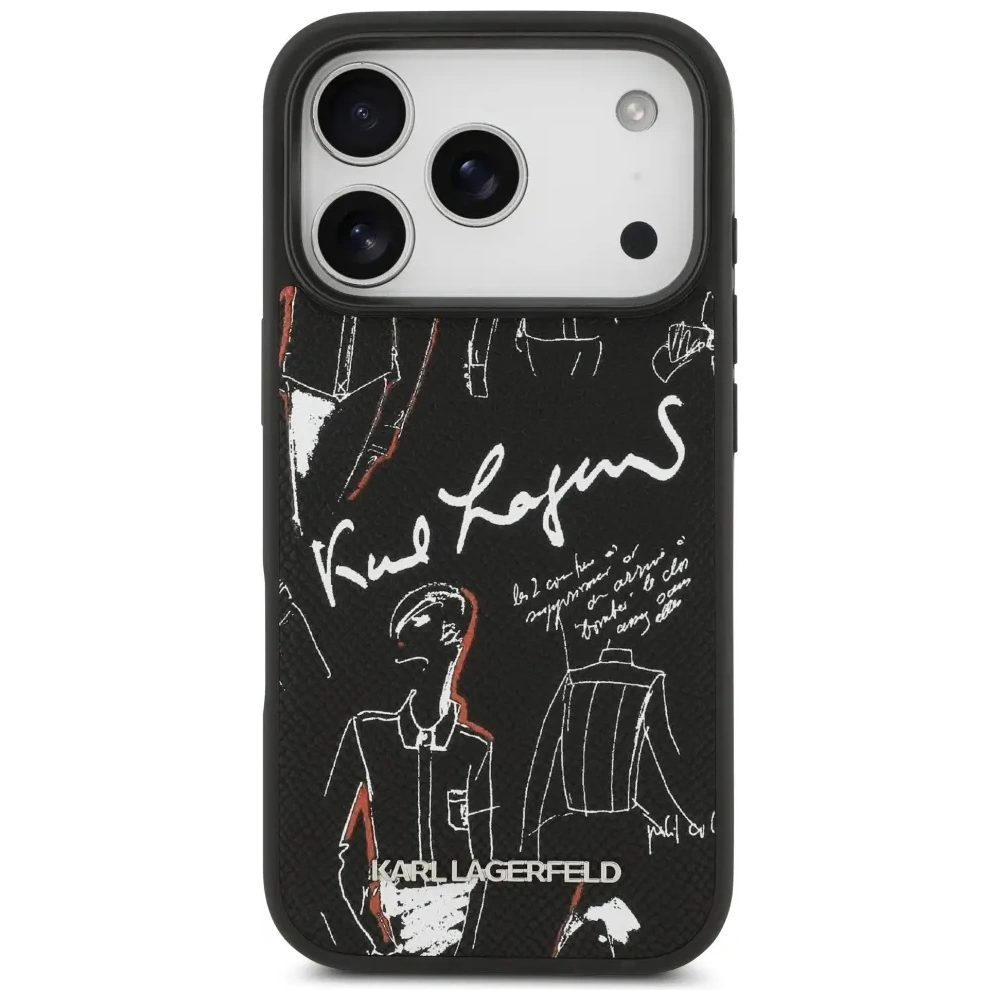 Etui Karl Lagerfeld Grained Pattern & Logo MagSafe do Apple iPhone 17 Pro czarny