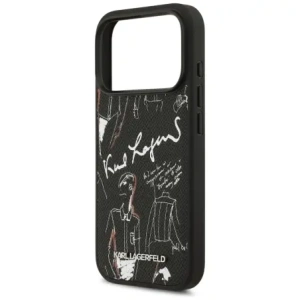 Etui Karl Lagerfeld Grained Pattern & Logo MagSafe do Apple iPhone 17 Pro czarny
