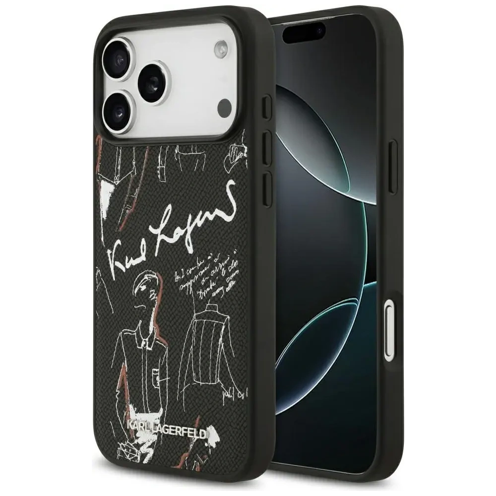 Etui Karl Lagerfeld Grained Pattern & Logo MagSafe do Apple iPhone 17 Pro Max czarny