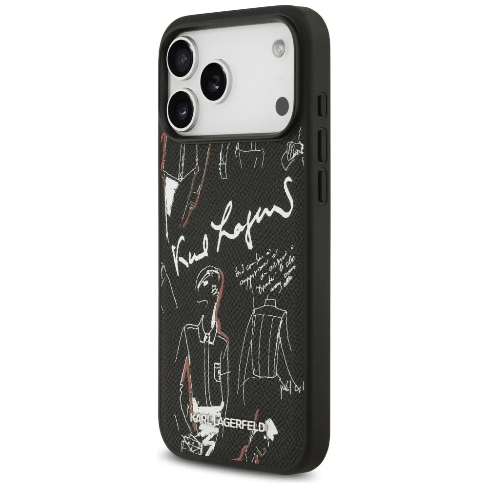 Etui Karl Lagerfeld Grained Pattern & Logo MagSafe do Apple iPhone 17 Pro Max czarny
