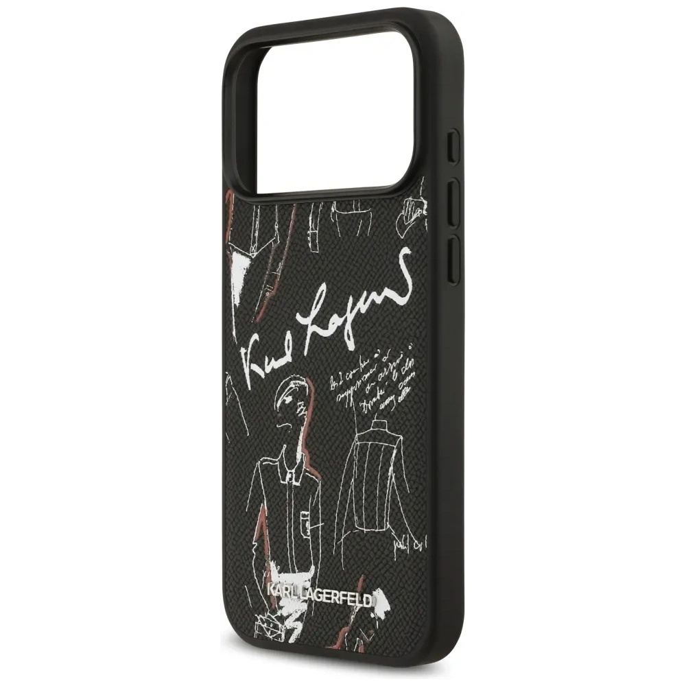 Etui Karl Lagerfeld Grained Pattern & Logo MagSafe do Apple iPhone 17 Pro Max czarny