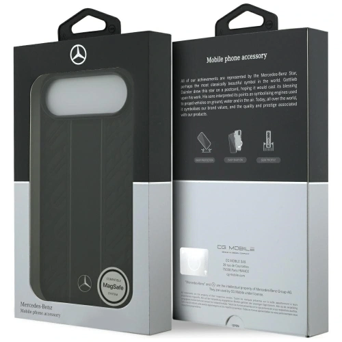 Etui Mercedes Leather Laurel Leaves Stripes MagSafe do Apple iPhone Air czarny