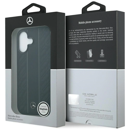 Etui Mercedes Leather Laurel Leaves Stripes MagSafe do Apple iPhone 17 czarny