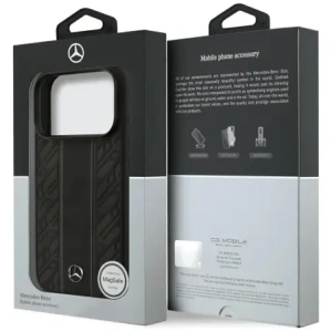 Kožené pruhy vavřínu Mercedes MagSafe pro Apple iPhone 17 Pro černé