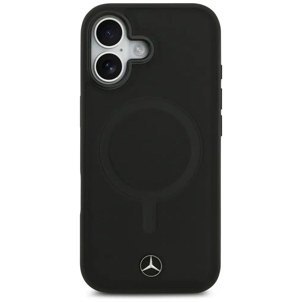 Etui Mercedes Plain Smooth Leather MagSafe do Apple iPhone 17 czarny