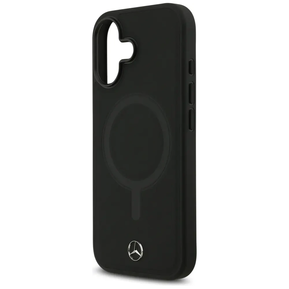Etui Mercedes Plain Smooth Leather MagSafe do Apple iPhone 17 czarny