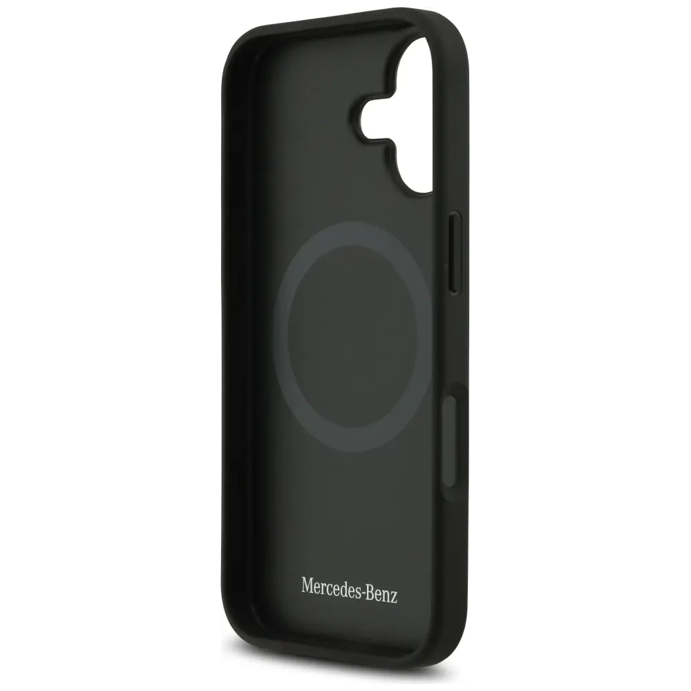 Etui Mercedes Plain Smooth Leather MagSafe do Apple iPhone 17 czarny
