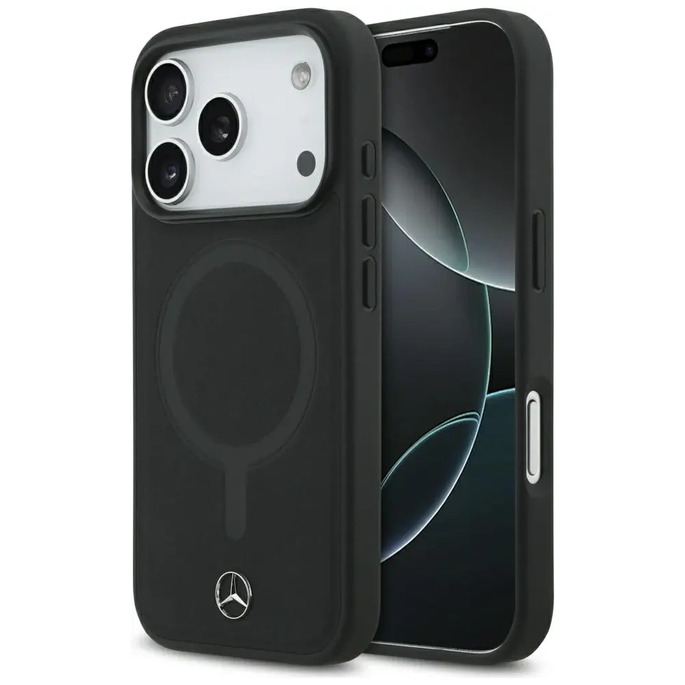 Etui Mercedes Plain Smooth Leather MagSafe do Apple iPhone 17 Pro czarny