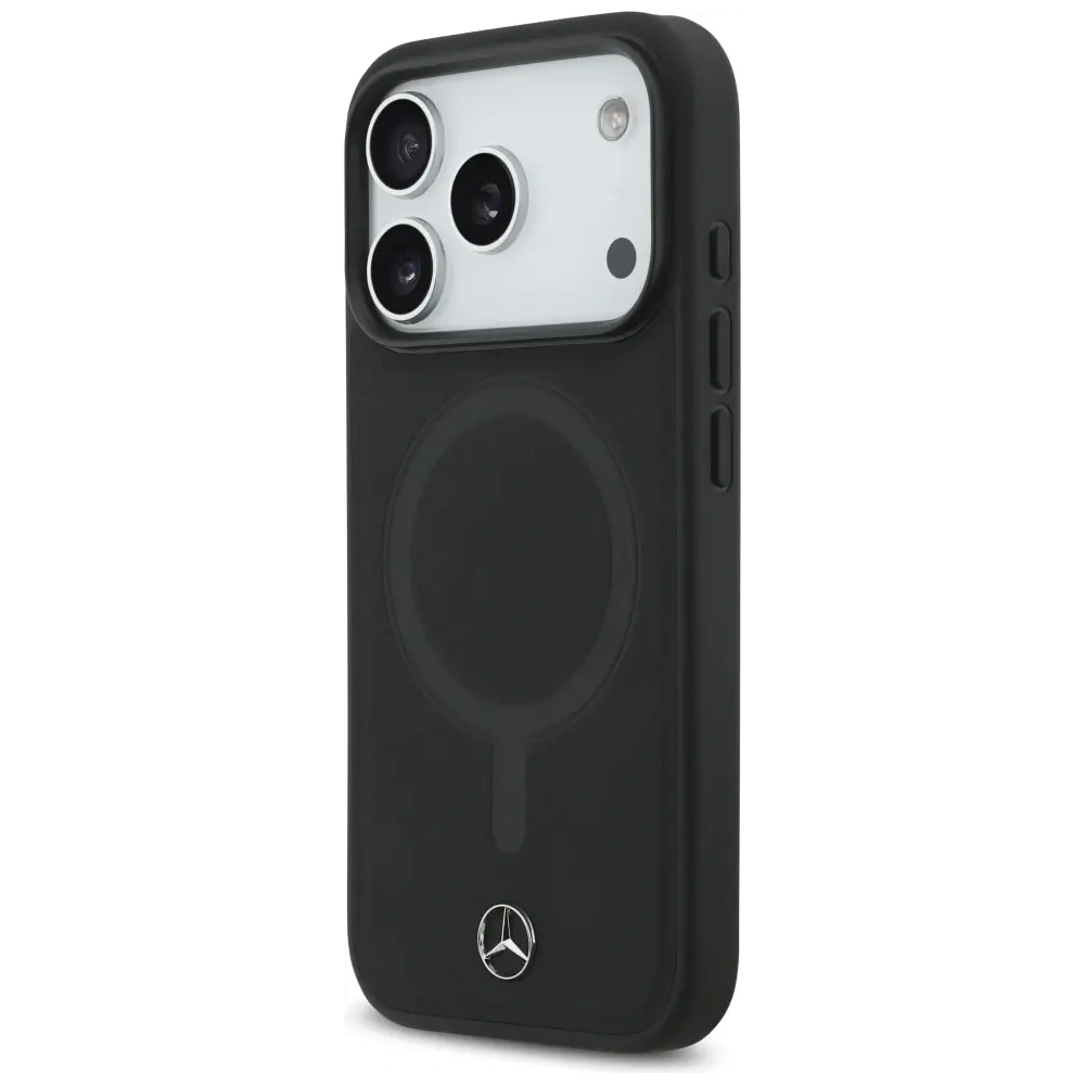 Etui Mercedes Plain Smooth Leather MagSafe do Apple iPhone 17 Pro czarny