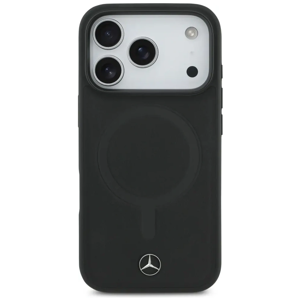 Etui Mercedes Plain Smooth Leather MagSafe do Apple iPhone 17 Pro czarny