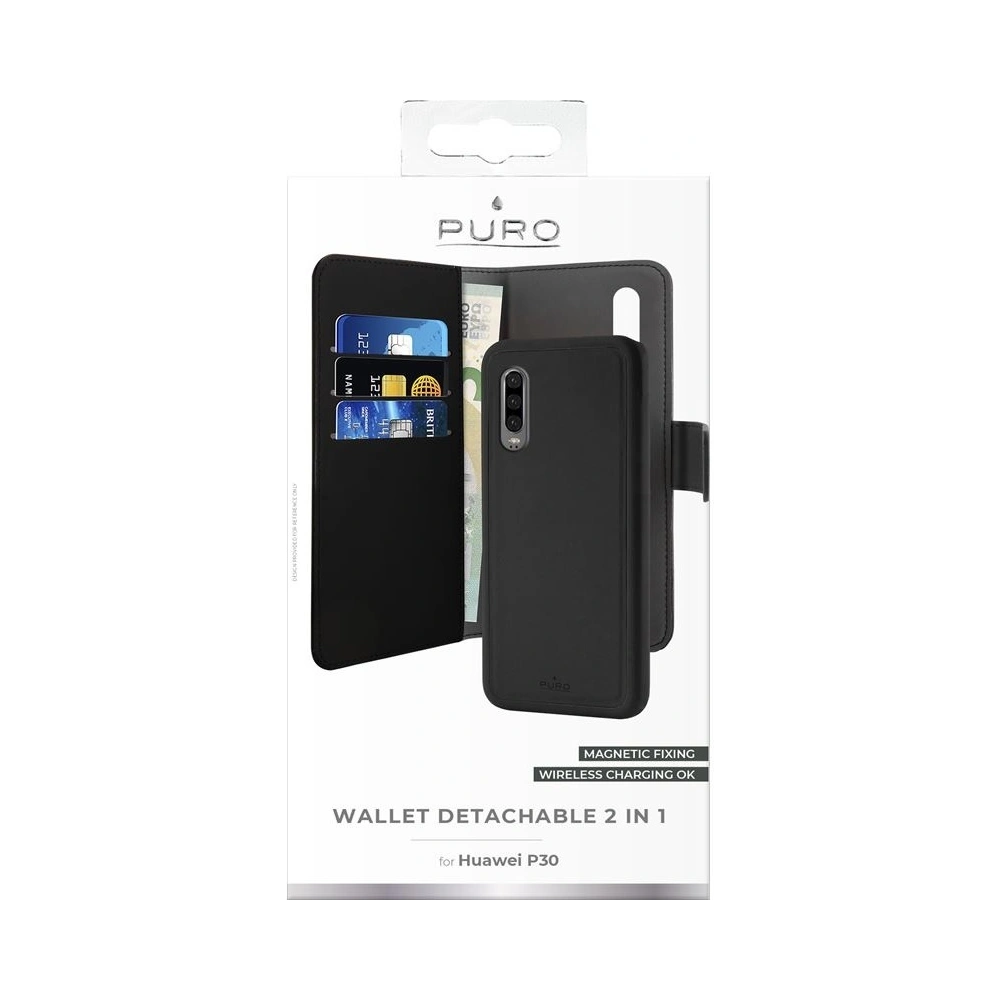 Hurtownia GSM - Etui PURO Wallet Detachable 2w1 Huawei P30 (černý) - PUR022BLK - {ean13} - Hurt