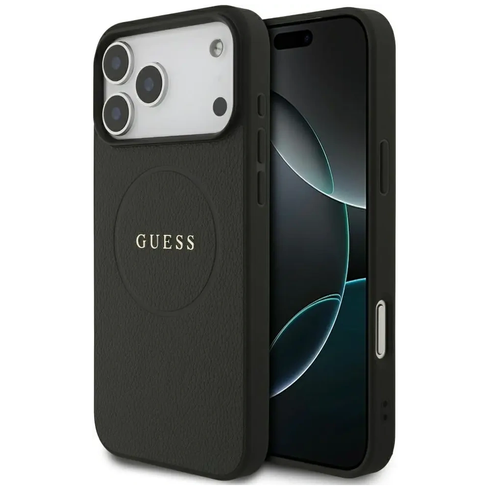 Etui Guess Grained Ring MagSafe do Apple iPhone 17 Pro Max czarny