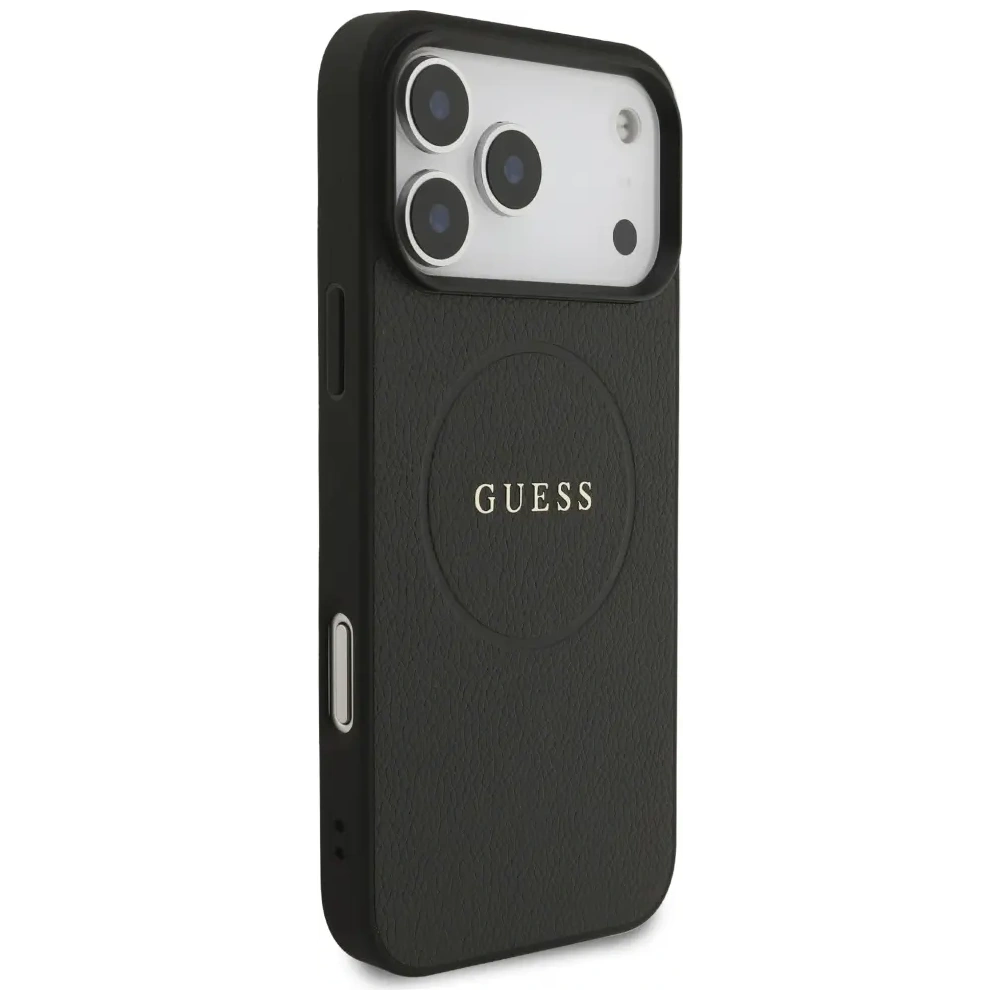 Etui Guess Grained Ring MagSafe do Apple iPhone 17 Pro Max czarny