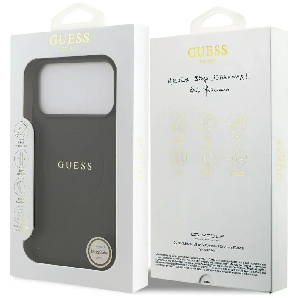 Etui Guess Grained Ring MagSafe do Apple iPhone 17 Pro Max czarny