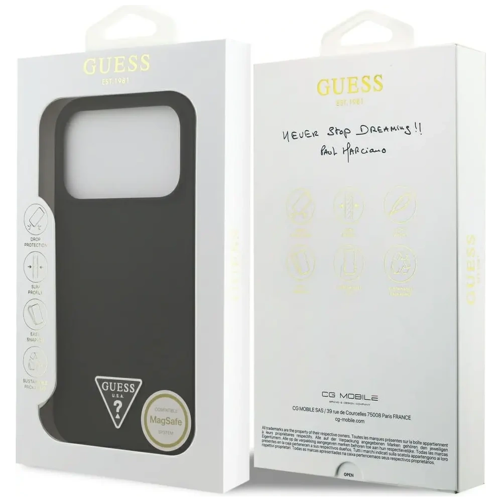 Etui Guess Silicone Triangle Logo MagSafe do Apple iPhone 17 Pro czarny