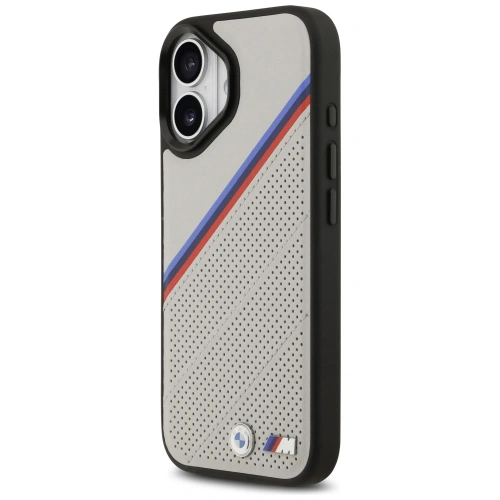 Etui BMW M Tricolor Metal Logo MagSafe do Apple iPhone 17 szary