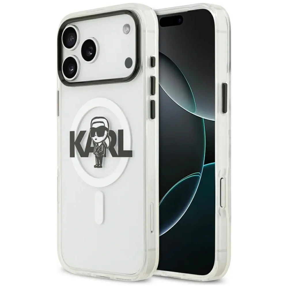 Etui Karl Lagerfeld IML Karl Sketch Logo MagSafe do Apple iPhone 17 Pro Max przezroczysty