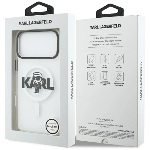 Etui Karl Lagerfeld IML Karl Sketch Logo MagSafe do Apple iPhone 17 Pro Max przezroczysty