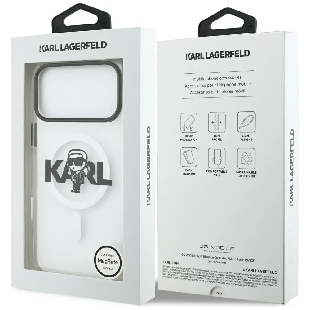 Etui Karl Lagerfeld IML Karl Sketch Logo MagSafe do Apple iPhone 17 Pro Max przezroczysty