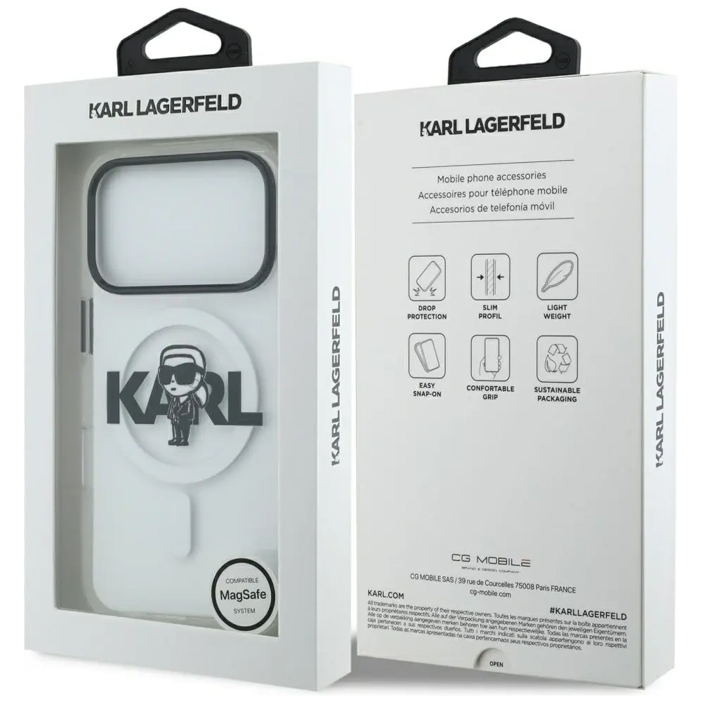 Etui Karl Lagerfeld IML Karl Sketch Logo MagSafe do Apple iPhone 17 Pro przezroczysty