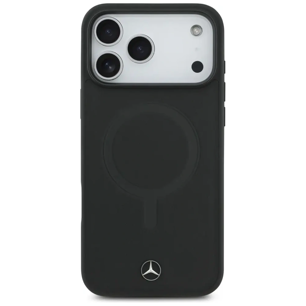Etui Mercedes Plain Smooth Leather MagSafe do Apple iPhone 17 Pro Max czarny
